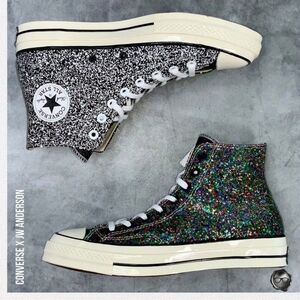 NEW  Converse x JW Anderson Glitter Chuck 70 High Top Sneakers Disco Ball 2 Tone